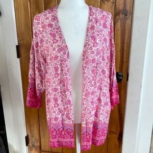 Cupcakes and Cashmere floral Kimono cover up cardigan small pink white nwt